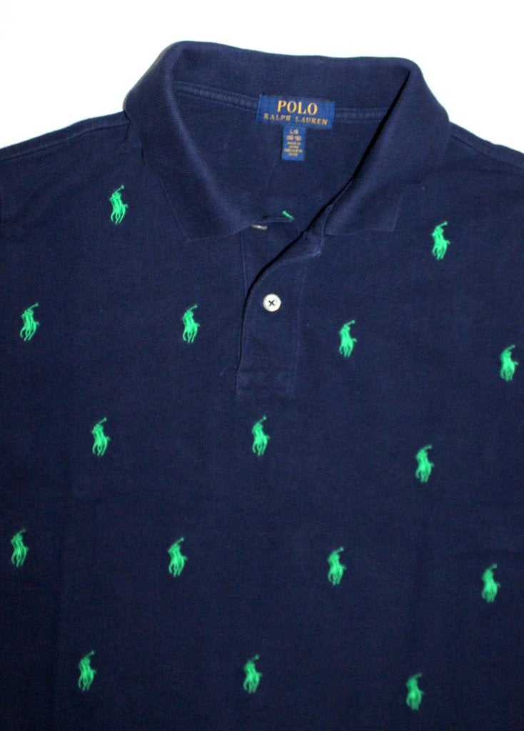 NIEUW Ralph Lauren polo navy alloverpony groen maat L 14-16y, Nieuw, Ophalen of Verzenden, Shirt of Longsleeve, Jongen