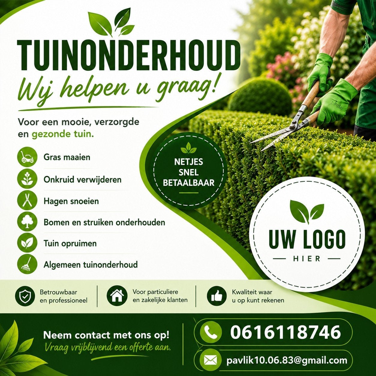 Tuinman in regions Amsterdam Alkmaar bergen purmerend Horn.