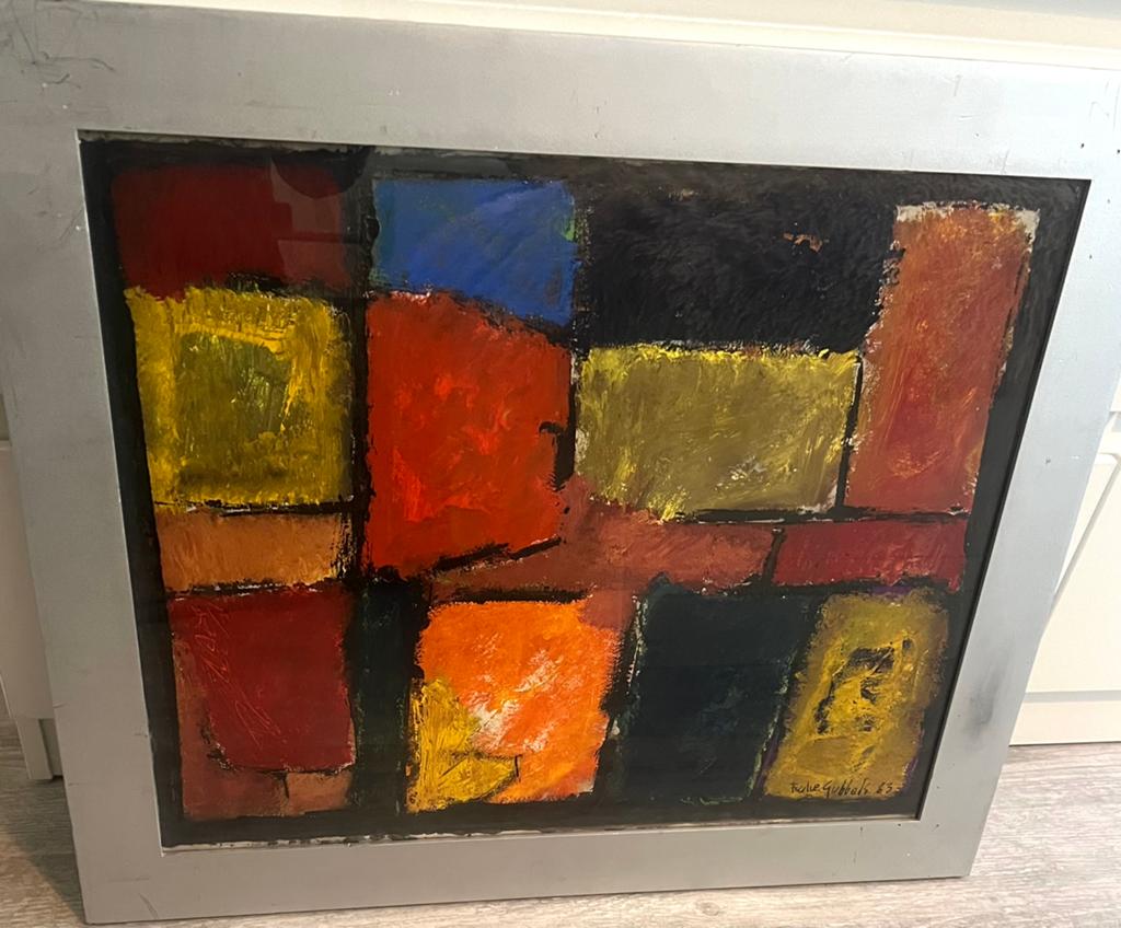 Fred Gubbels schilderij olieverf compositie, Verzenden