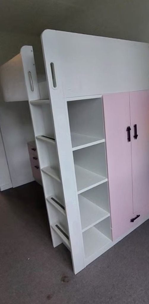 Mooie Smastad hoogslaper met bureau en kledingkast. ZGAN!, Ophalen, Eenpersoons, Zo goed als nieuw, 200 cm