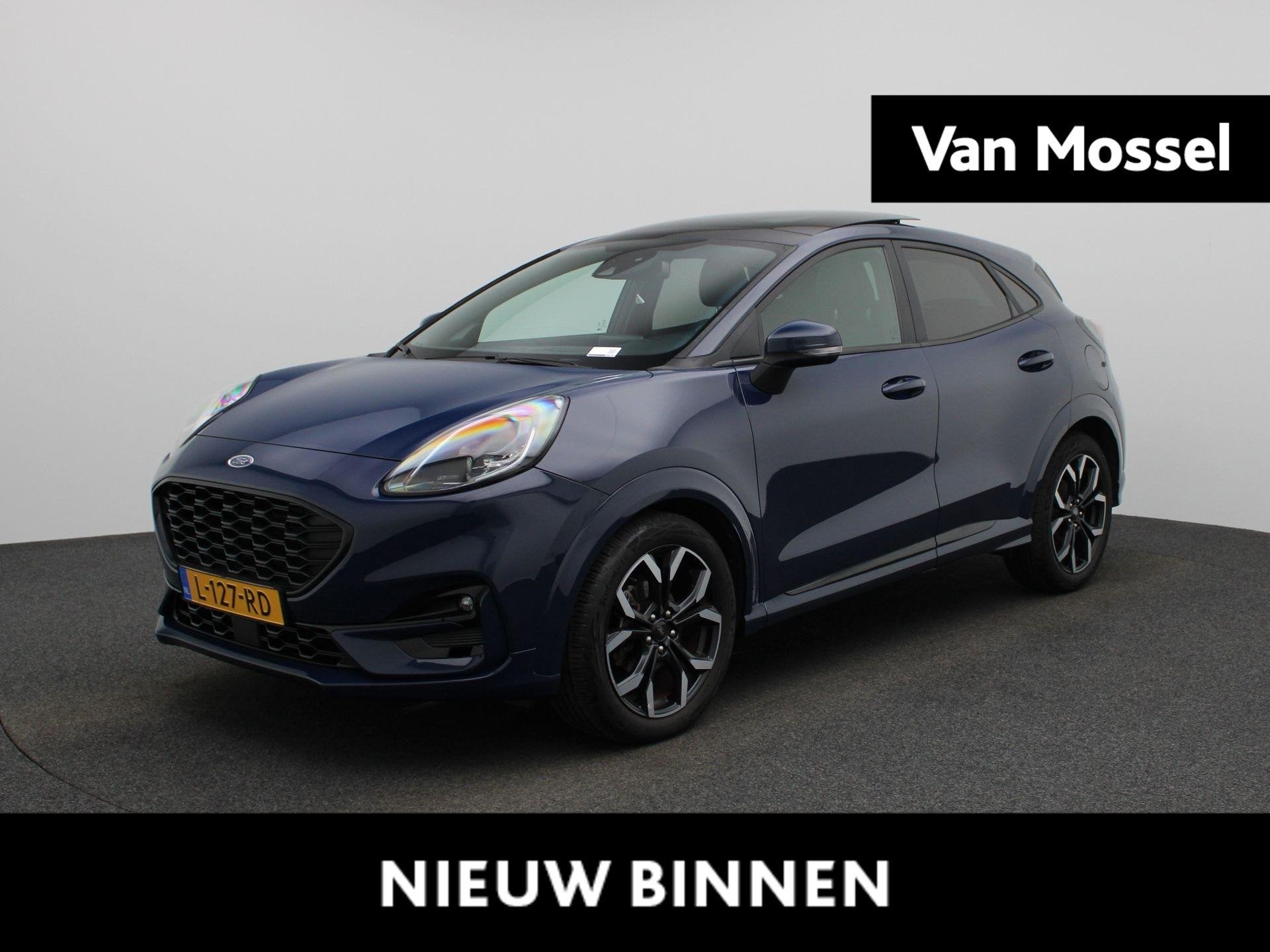 Ford Puma 1.0 EcoBoost Hybrid ST-Line X Aut. | Panoramadak |, 12 maanden, 125 pk, Blauw, Leder en Stof