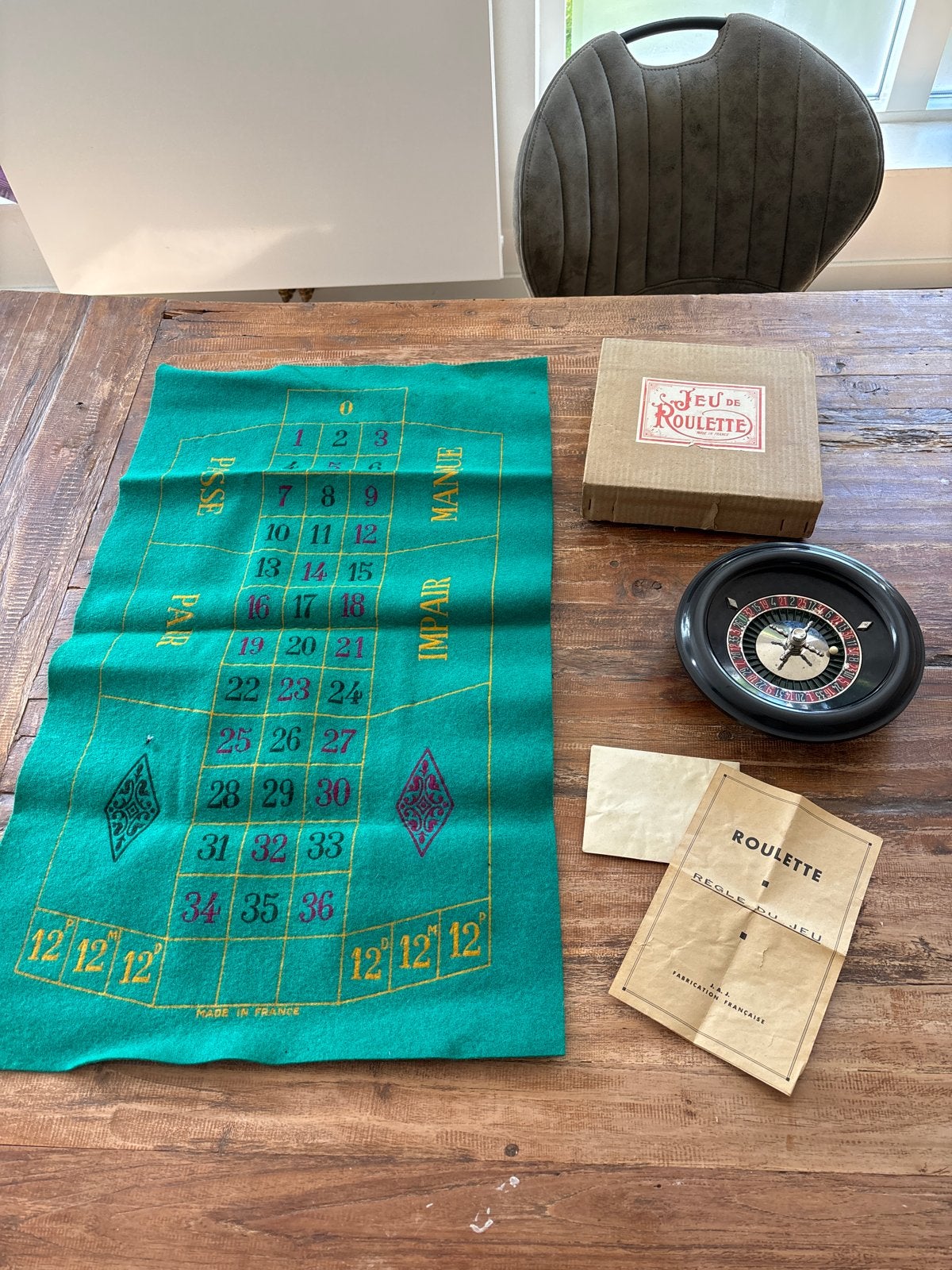 Vintage Roulette Spel - Compleet met Mat en Wiel, Ophalen, Gebruikt