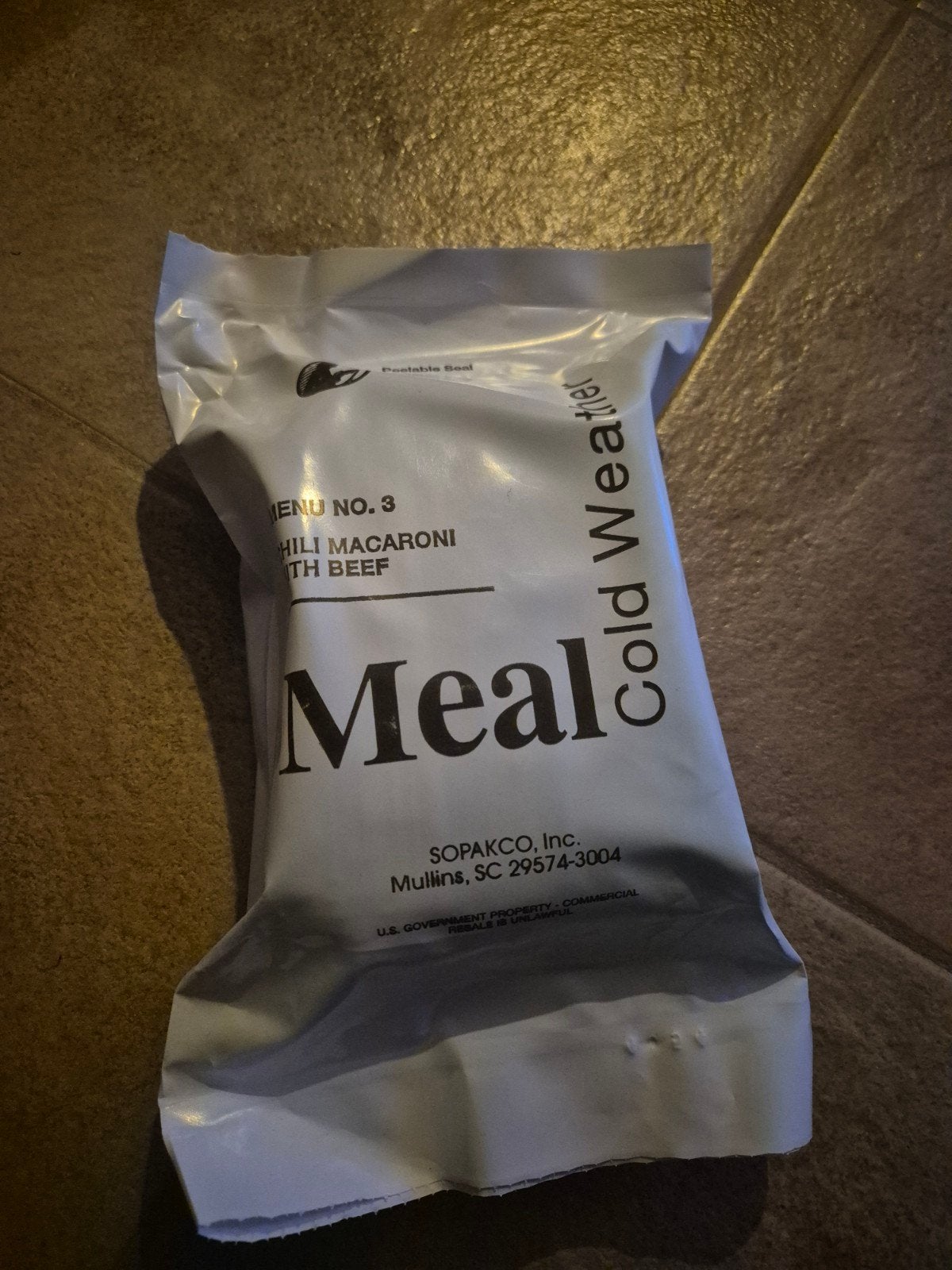 Amerikaans MCW Rantsoen Menu 3: Chili Macaroni met Rundvlees, Ophalen of Verzenden, Landmacht, Amerika