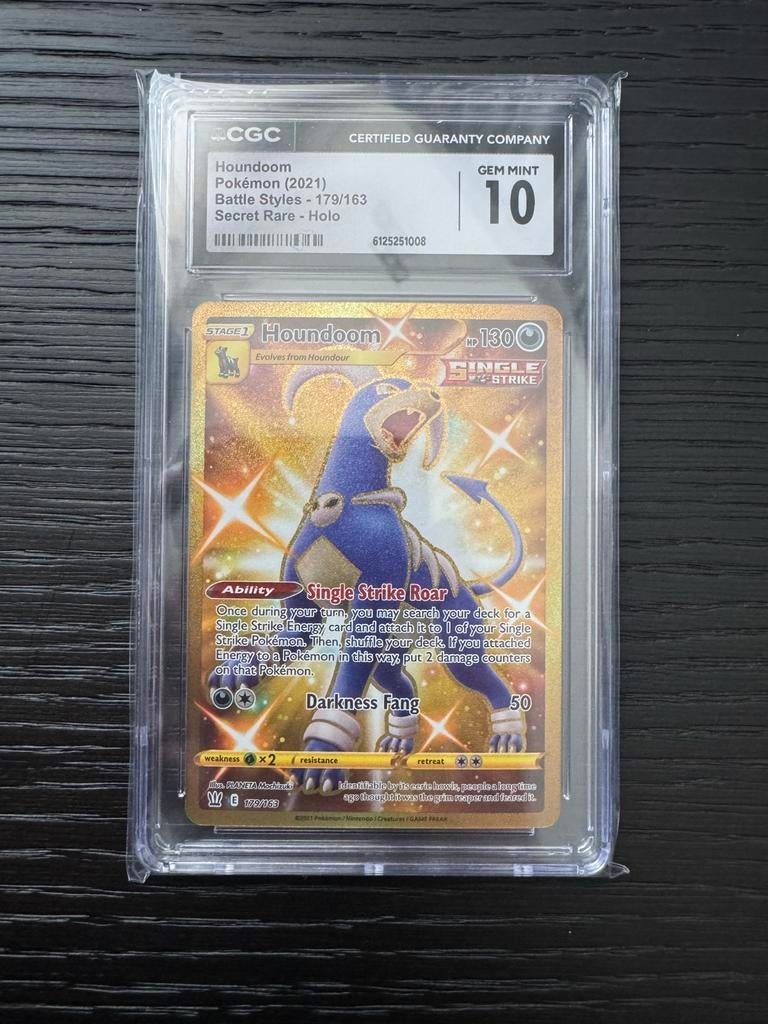 Houndoom Gold 179/163 CGC 10 Gem Mint Pokémon Kaart, Ophalen of Verzenden, Nieuw