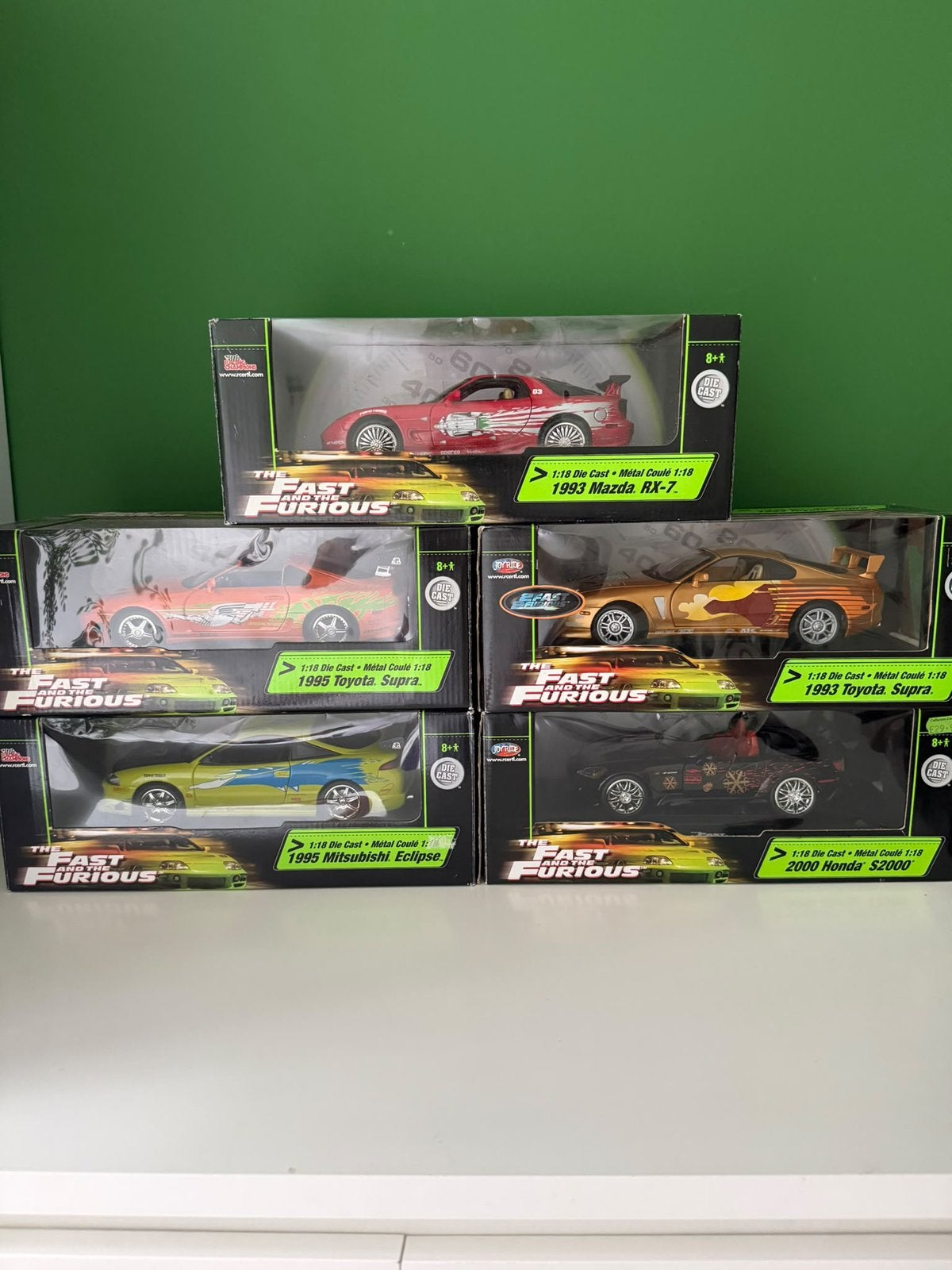 Ertl Joyride Fast & Furious Supra, RX7, S2000, Eclipse 1:18, Ophalen of Verzenden, Zo goed als nieuw, Auto, ERTL