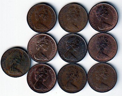 1/2  penny  div.jaren  Engeland. km. 914  ( 0,20 euro p.st.), Ophalen of Verzenden, Overige landen, Losse munt