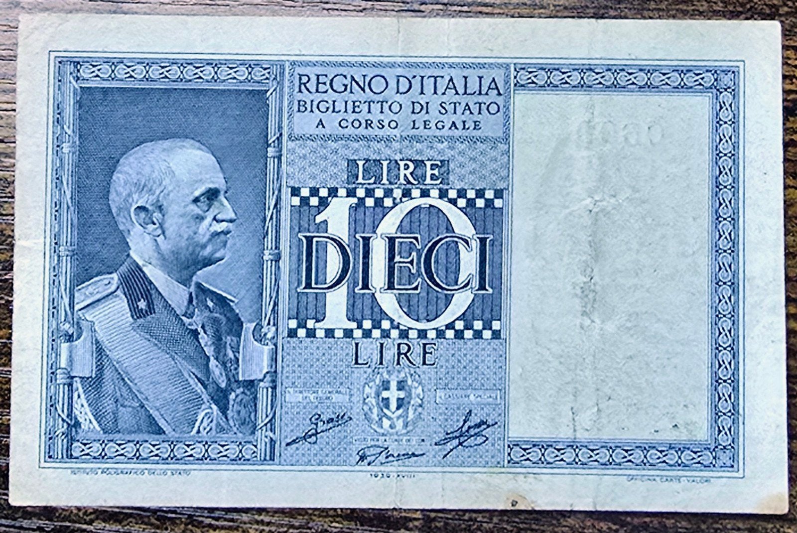 Zeldzaam 10 Lire biljet uit Koninkrijk Italië (1930), Ophalen of Verzenden