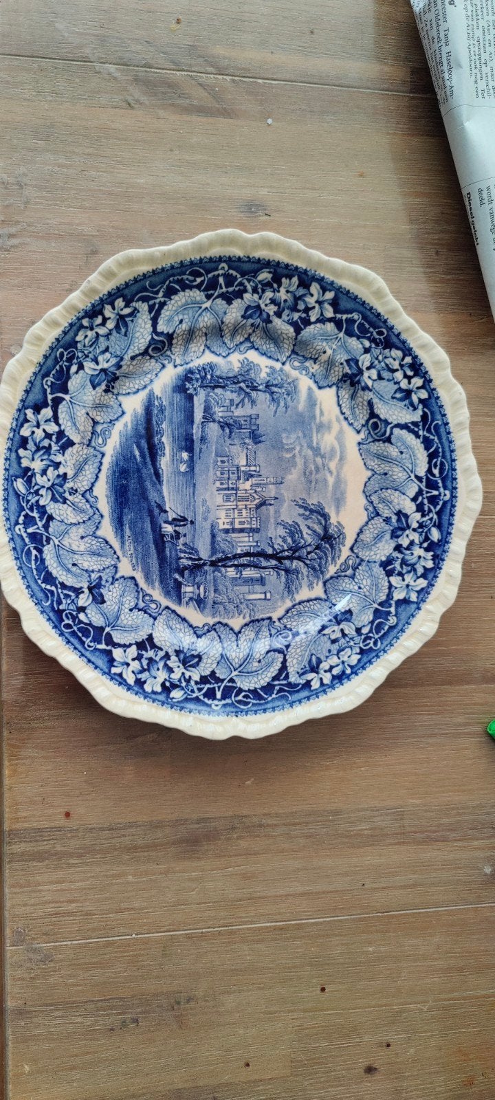 Antiek Mason's Ironstone China bord, blauw-wit decor, Antiek en Kunst, Ophalen of Verzenden