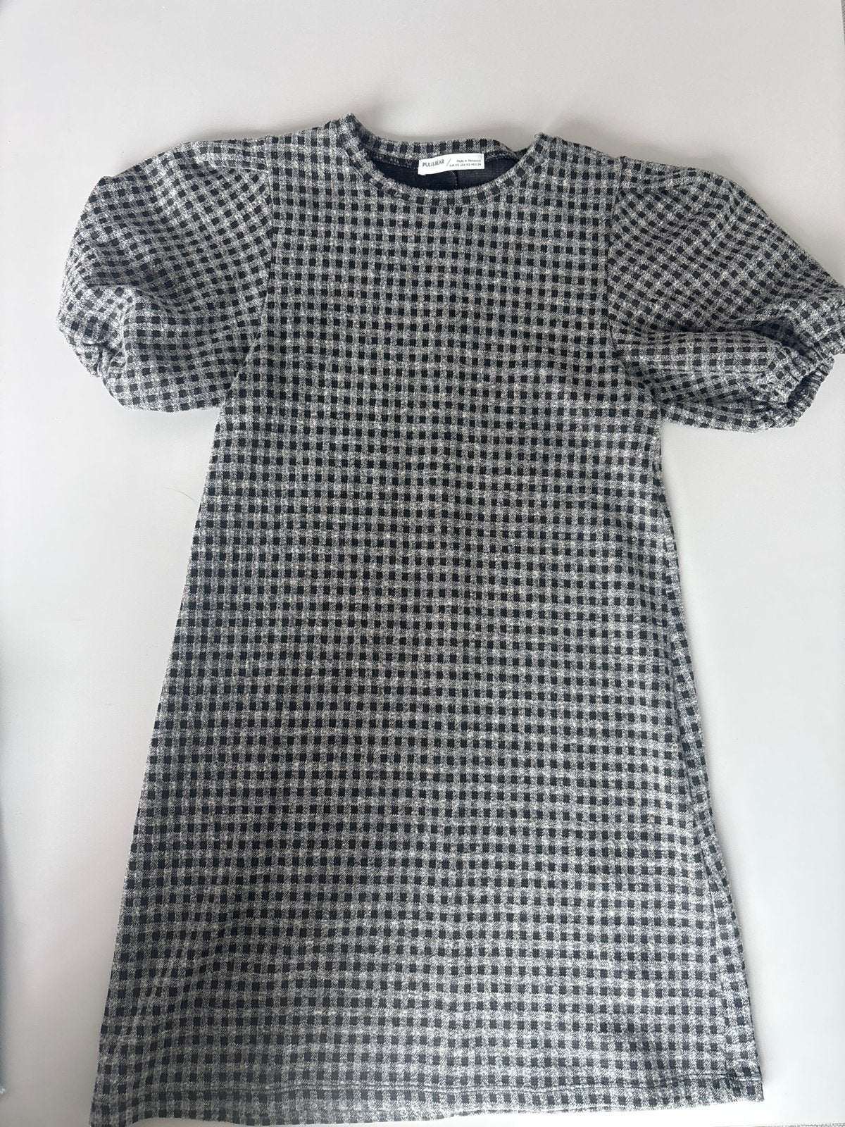 Pull&Bear geruite jurk met pofmouwen, Kleding | Dames, Zwart, Ophalen of Verzenden, Zo goed als nieuw, Maat 34 (XS) of kleiner