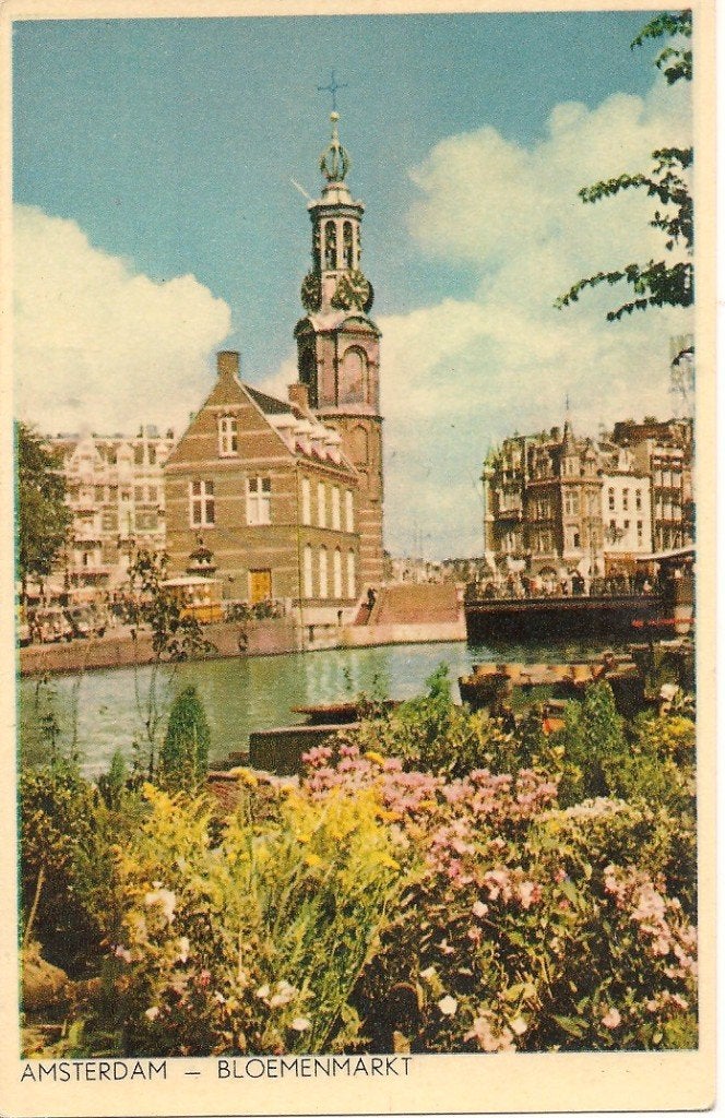 Oude ansichtkaart Amsterdam - Bloemenmarkt, Ophalen of Verzenden, 1940 tot 1960, Ongelopen, Noord-Holland