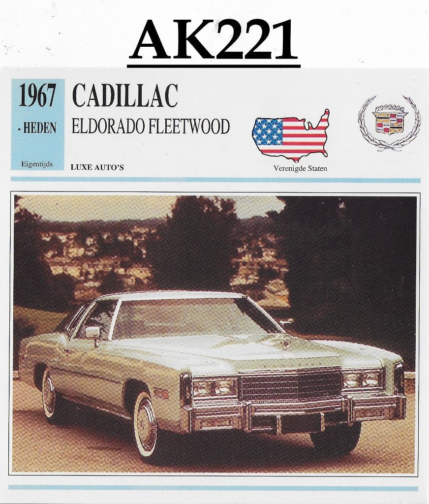 Ak221 autokaart cadillac eldorado fleetwood ( 1967 ), Ophalen of Verzenden, Zo goed als nieuw, Auto's