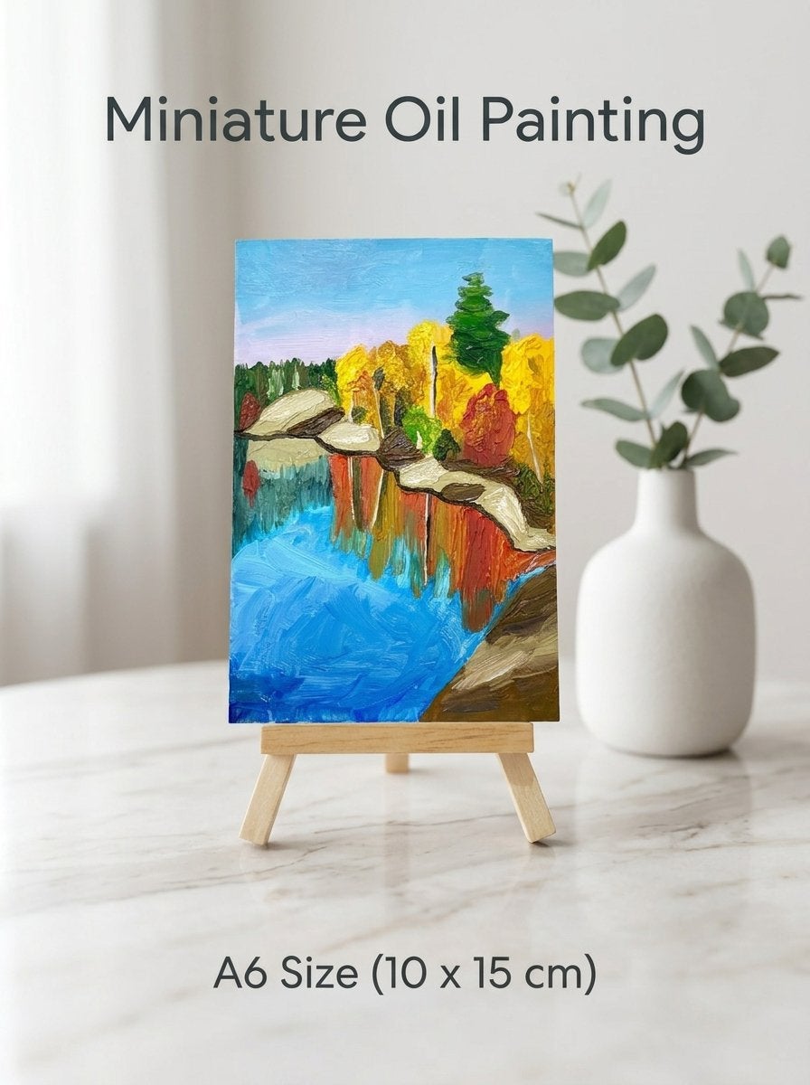 Miniature Oil Painting - Autumn reflections, Verzenden