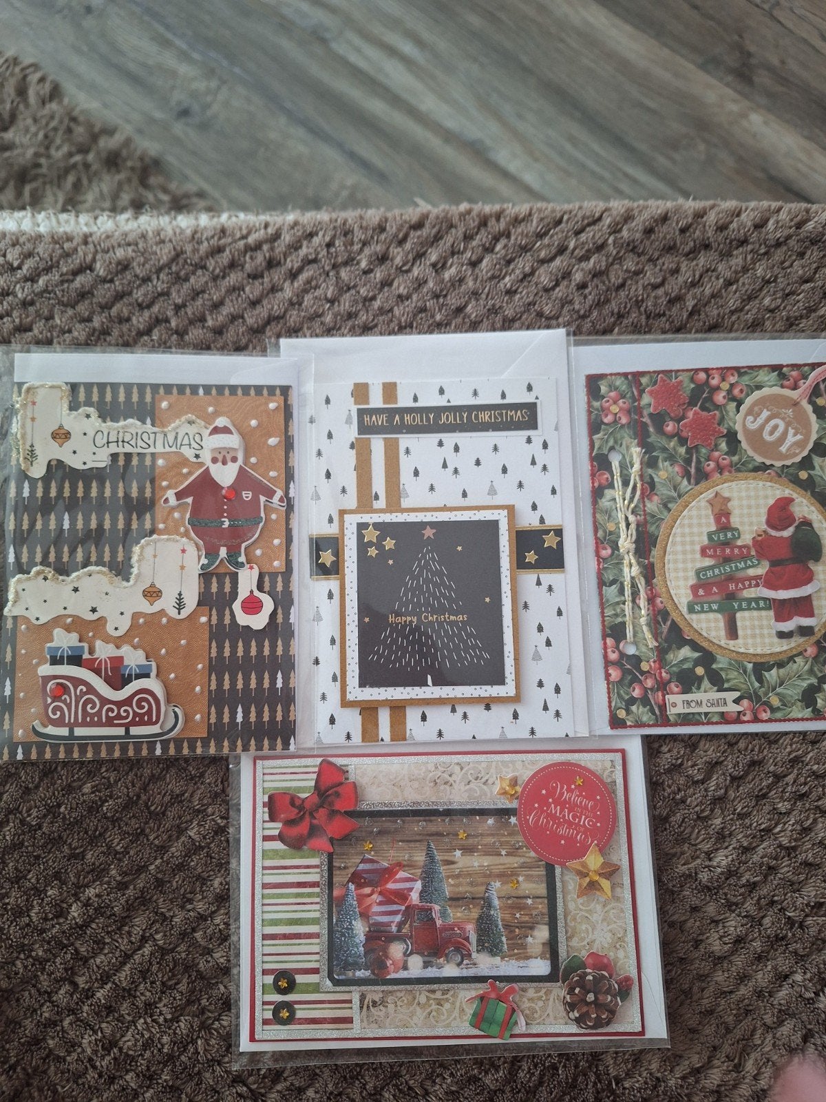 Set 4 kerstkaarten, Ophalen of Verzenden, Nieuw, Kerst