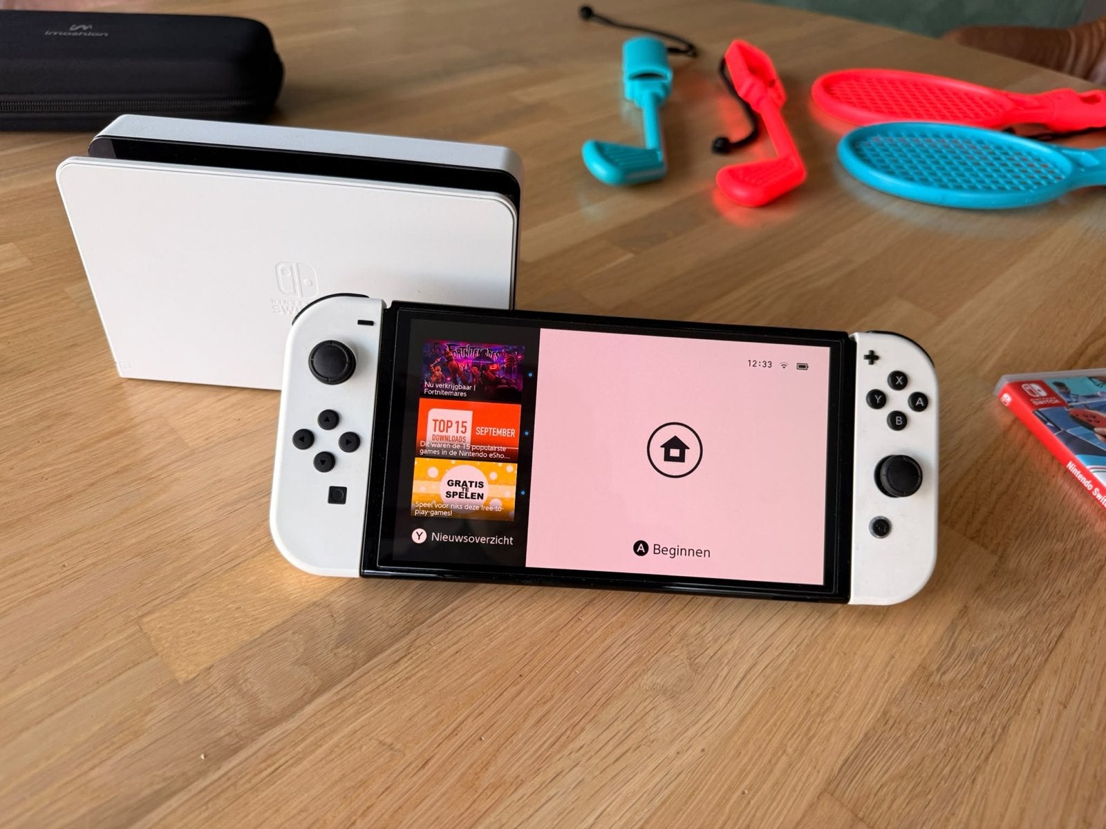 Complete Nintendo Switch OLED-set + 3 topgames!, Switch OLED, Met games, Ophalen of Verzenden, Zo goed als nieuw