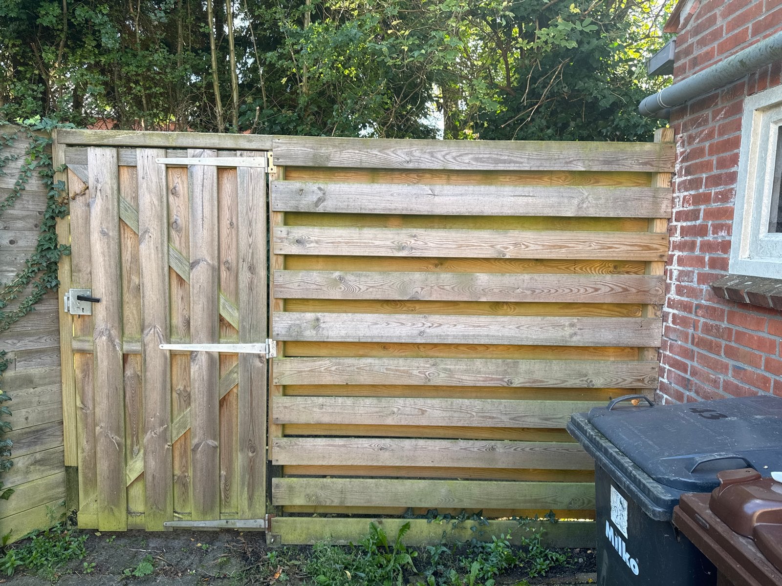 Houten Tuinhek met Poort - Gebruikt, Tuin en Terras, Ophalen, Met poort, Gebruikt, Tuinhek