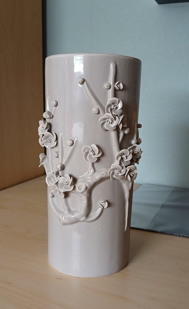VAAS, porselein, taupe, 35 cm hoog, Ophalen, Overige materialen, Overige kleuren, 35 cm