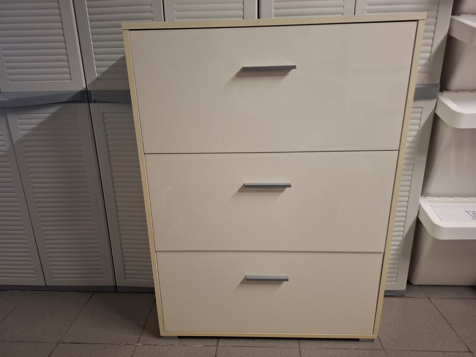 Moderne schoenenkast met 3 lades - Crème/Wit, Huis en Inrichting, Kasten | Schoenenkasten, Ophalen of Verzenden, Gebruikt, Modern