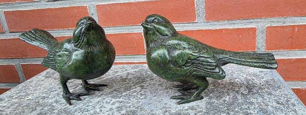 VOGELS / set / brons / MUSSEN / tuinbeeld / groen, Tuin en Terras, Tuinbeelden, Dierenbeeld, Nieuw, Info@huisentuindecoratiemarie.nl