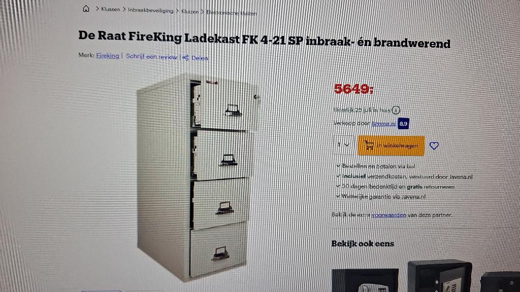 De Raat Fireking Dossierkast dossierkluis brandkast kluis, Ophalen, ., 100 tot 150 cm, 50 tot 100 cm