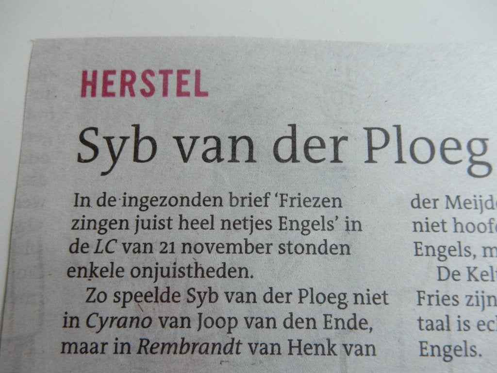 Artikeltje Syb van der Ploeg en The Scene. uit LC. krant., Ophalen of Verzenden, Gebruikt, Boek, Tijdschrift of Artikel