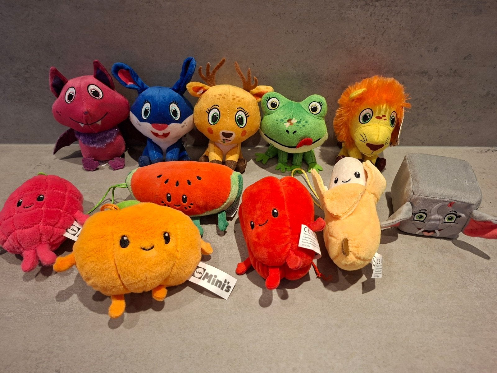 Lidl Mini's knuffels - complete set van 10 stuks, Lidl, Overige karakters, Overige typen, Ophalen of Verzenden