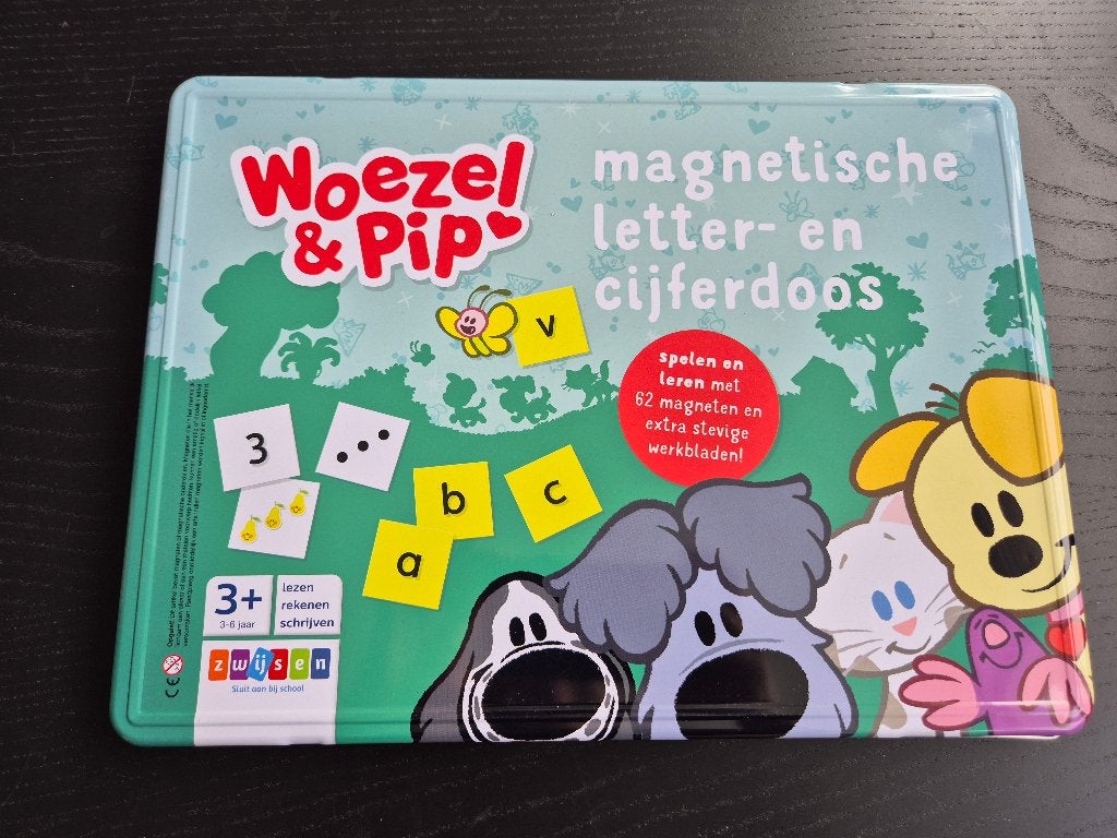 Woezel & Pip magnetische letter en cijferdoos, Ophalen of Verzenden, Zo goed als nieuw, Taal en Lezen