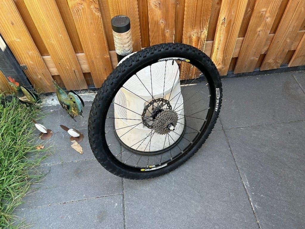 :Achterwiel 26 inch 9 cassette versnellingen schijfrem, Wiel, Cannondale / Mavic 26 inch, Gebruikt, Ophalen of Verzenden