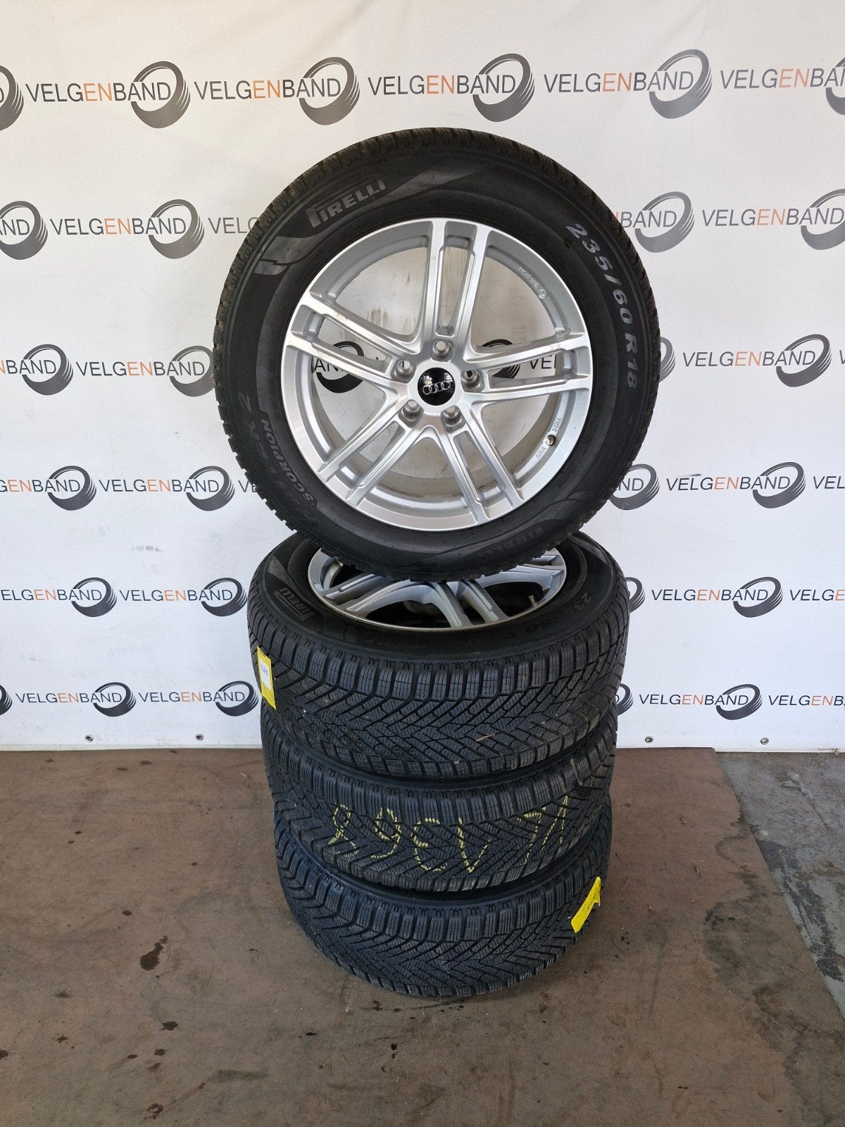 Winterset Audi Q5 235 60 18 5x112 66.5 Pirelli TMPS winter, Auto-onderdelen, Banden en Velgen, 18 inch, Gebruikt, ., Banden en Velgen