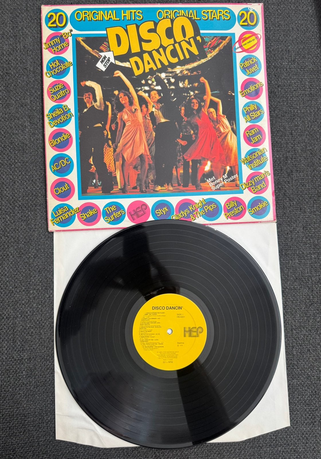 Disco Dancin 20 orginele songs vinyl=mint+A1Poster Bonny M., Ophalen of Verzenden, Zo goed als nieuw, 12 inch, Pop