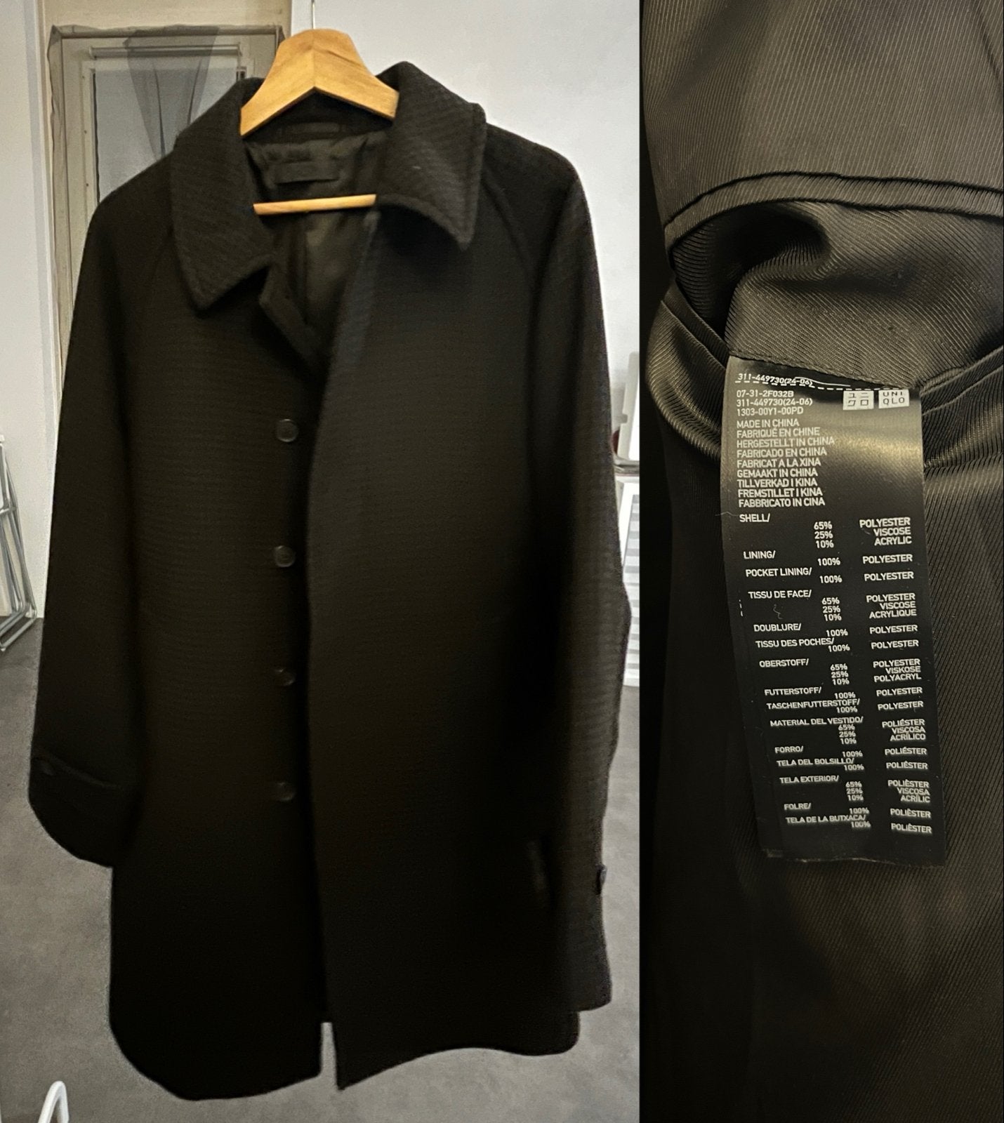 Uniqlo Heren Jas - Zwart, Ophalen, Zo goed als nieuw, Overige maten, Bruin