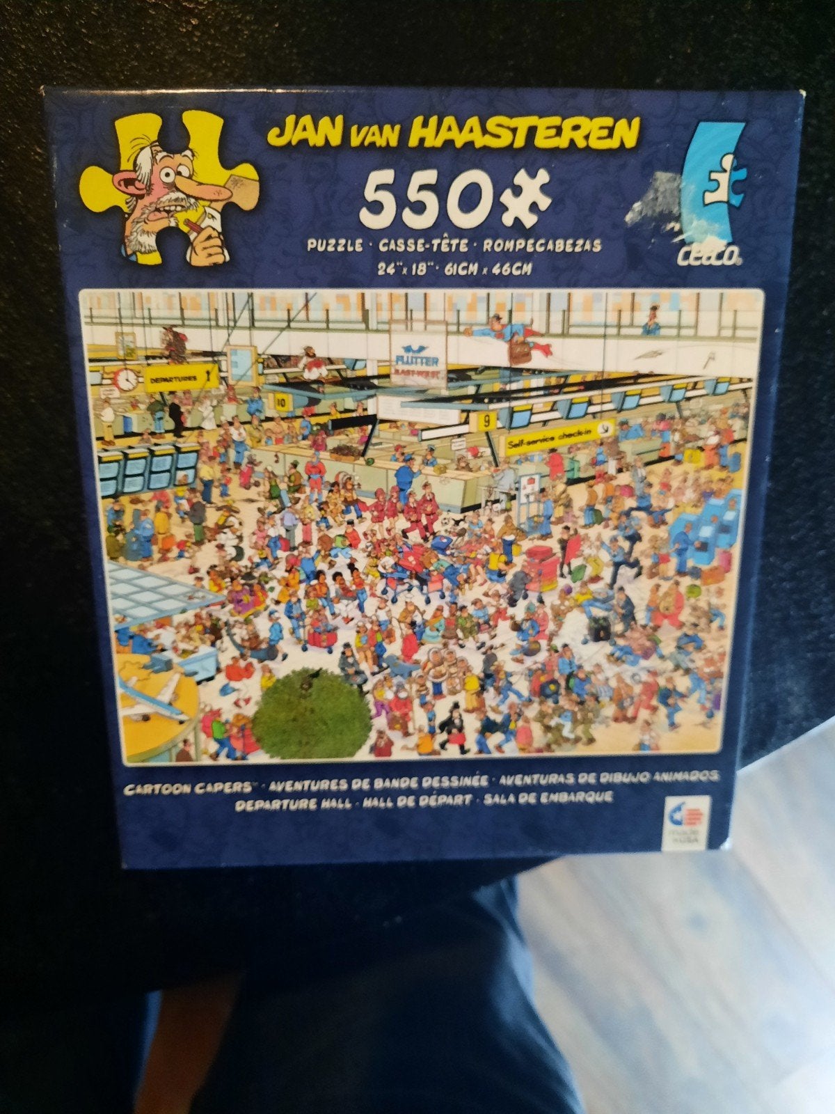 Jan van haasteren puzzel cartoon capers DEPARTURE HALL 550st, Ophalen of Verzenden, 500 t/m 1500 stukjes, Gebruikt