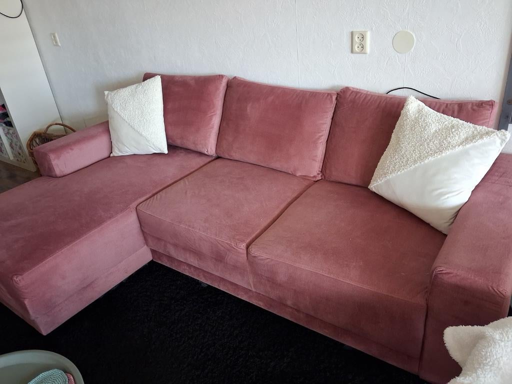 Oud roze bank met lounge, Huis en Inrichting, Ophalen, Stof