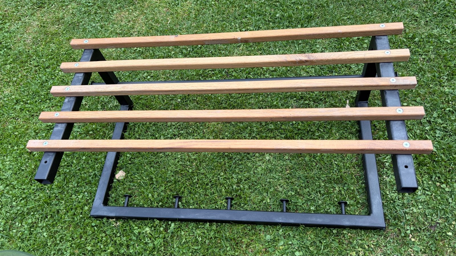 Wandkapstok met houten latten en metalen frame, Huis en Inrichting, Gebruikt, Minder dan 100 cm, Hout, Ophalen