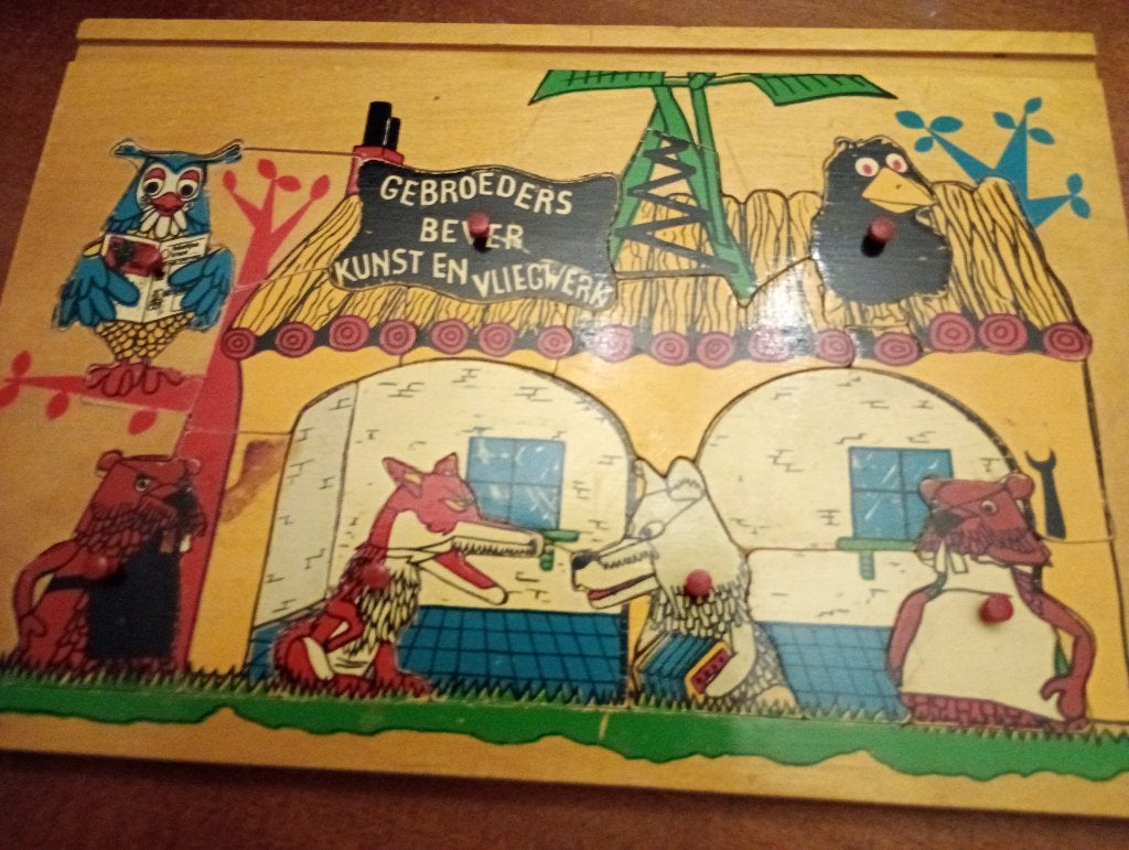 Vintage Fabeltjeskrant puzzel - Houten insteekpuzzel, Verzamelen, Poppetjes en Figuurtjes, Ophalen, Gebruikt