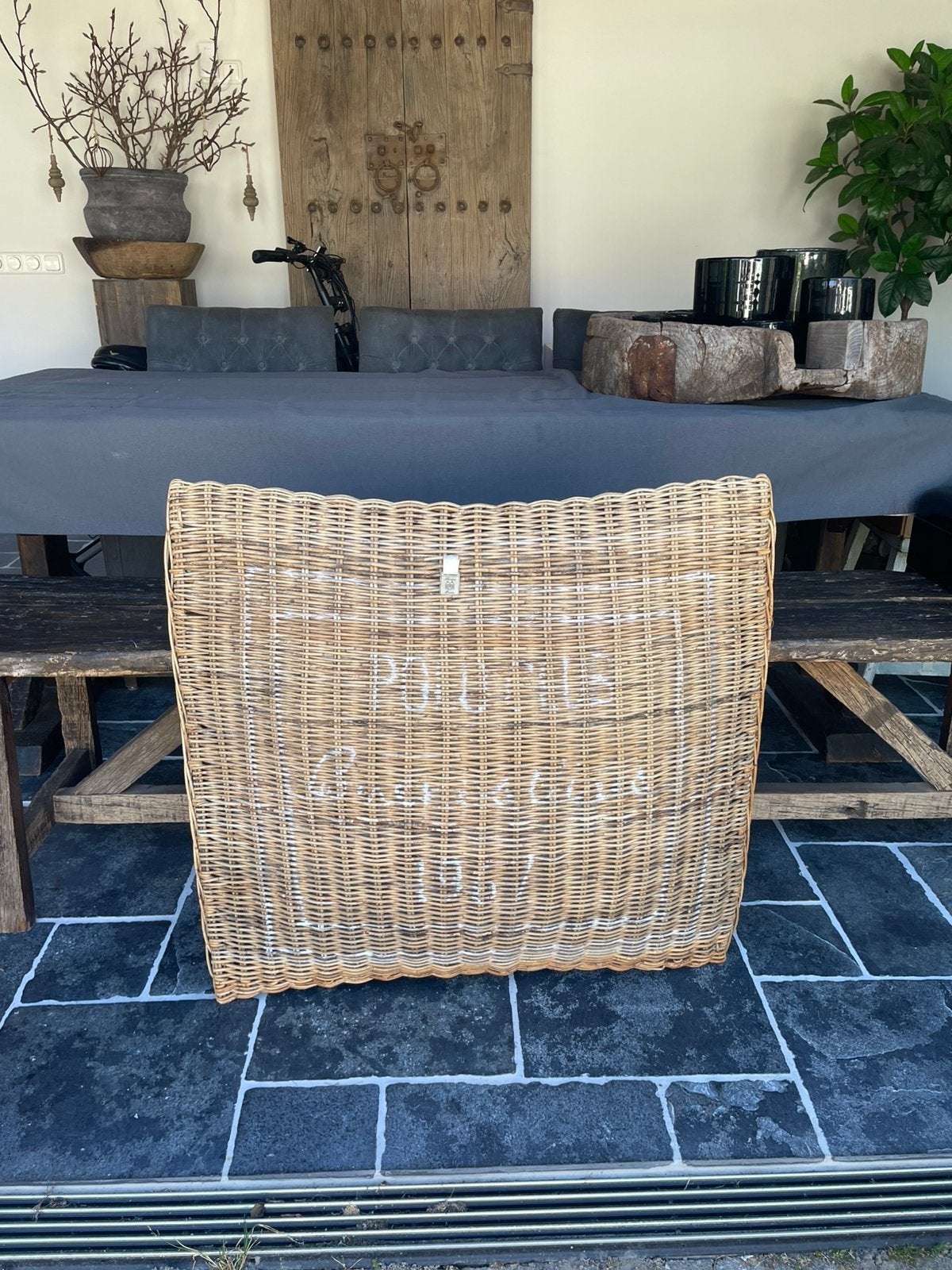 Riviera maison rotan kussen xxl, Ophalen, Zo goed als nieuw, Bruin, Vierkant