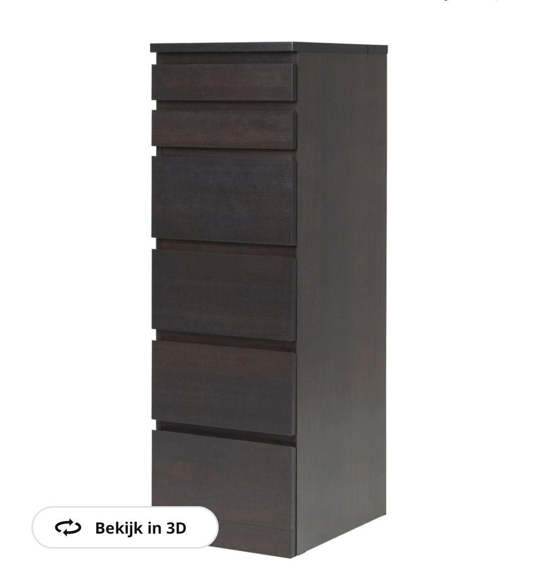 Ikea Malm ladekast 6 lades zwart/bruin met spiegel, Ophalen, Minder dan 50 cm, Gebruikt, 5 laden of meer