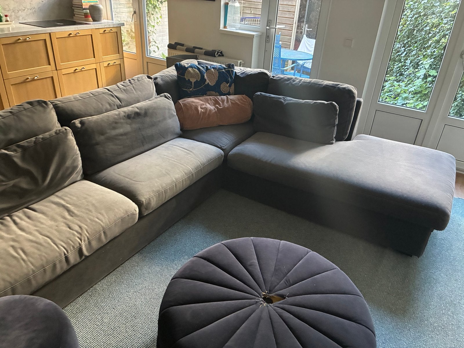 Comfortabele Hoekbank dark grijs / grey sectional, Ophalen, Gebruikt, Stof