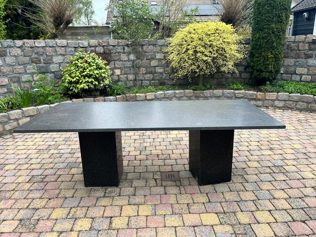 Tuin tafel van natuursteen 220 x 96, Ophalen, Zo goed als nieuw, Rechthoekig, Overige materialen