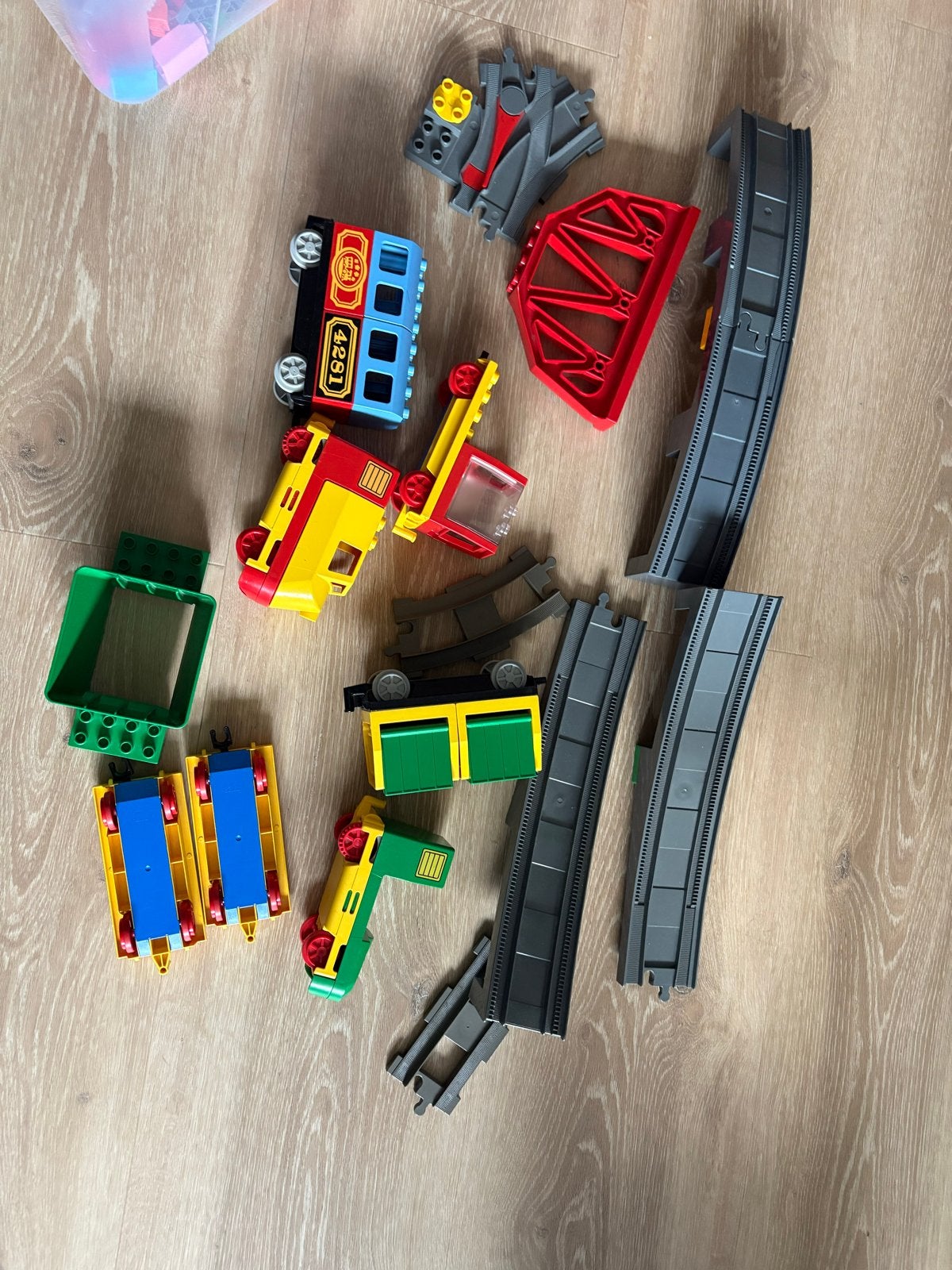 Grote partij LEGO Duplo treinrails en wagons, zie foto’s, Gebruikt, Inclusief extra onderdelen, Ophalen of Verzenden, Duplo