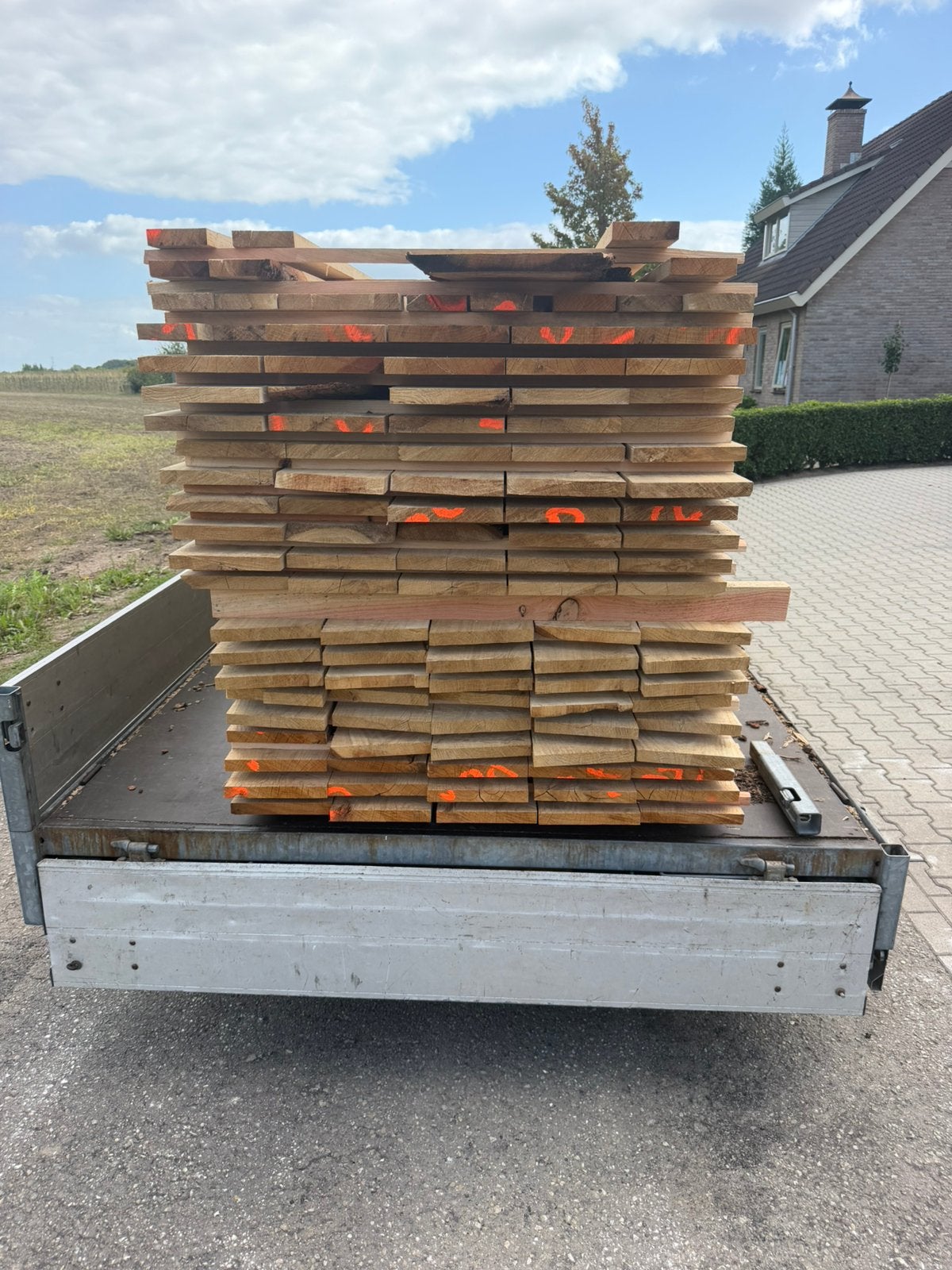 75 mooie eiken planken 395x20x2,5 cm, Ophalen, Planken, Zo goed als nieuw, Hardhout