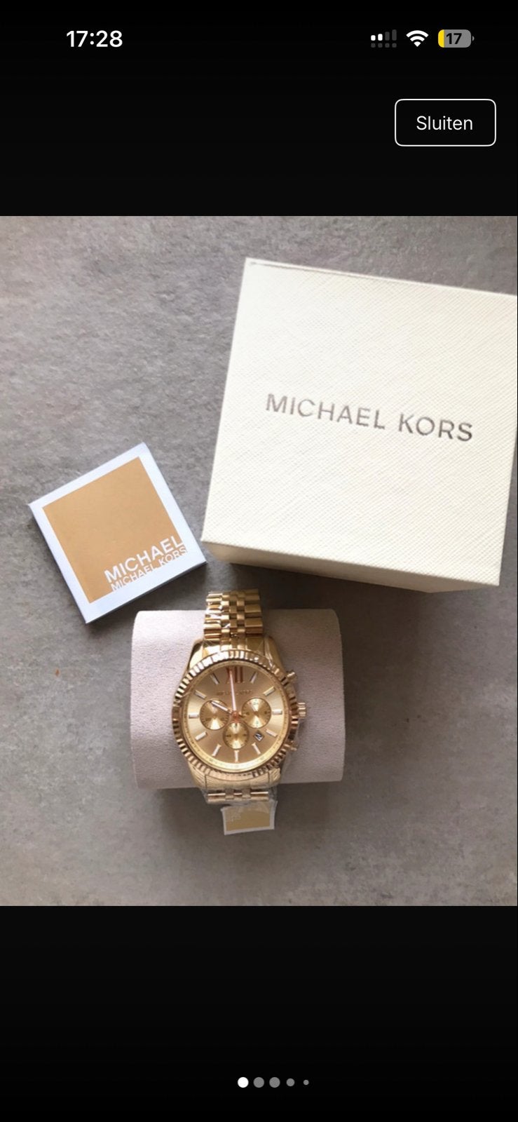 Michael Kors Gouden Horloge MK8281 Nieuw in Doos, Overige merken, Staal, Polshorloge, Nieuw