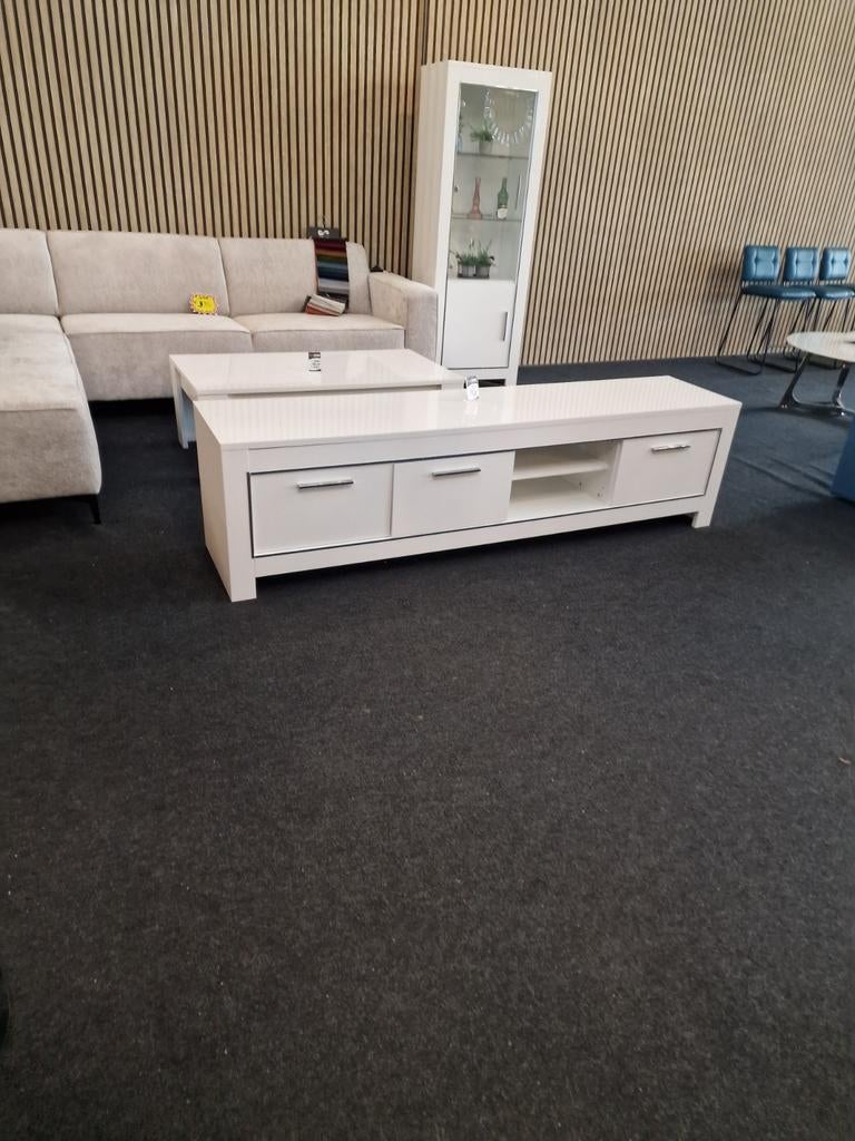 Complete Woonkamerset Hoogglans Wit MDF - Showroommodel, Ophalen, Onbekend, Onbekend, Onbekend