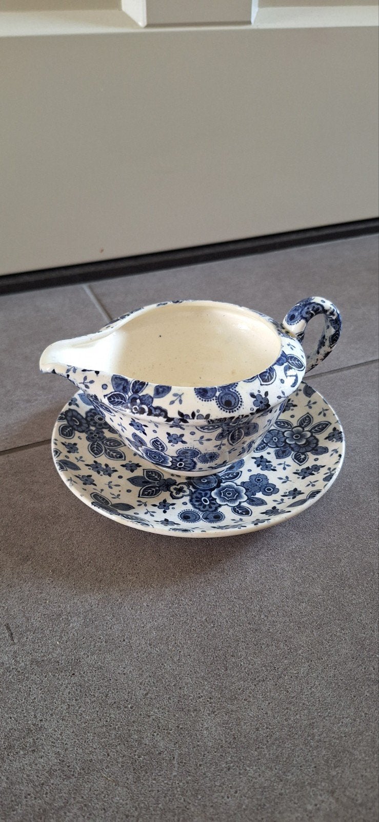 Vintage Sauskom met Schotel - Société Céramique Beatrix, Antiek en Kunst, Antiek | Servies los, Ophalen of Verzenden