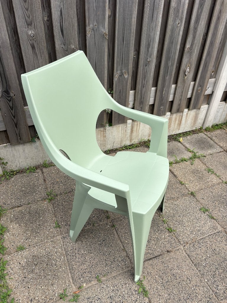 Kunststof tuinstoelen groen 6 stuks Kwantum, Tuin en Terras, Tuinstoelen, Ophalen, Zo goed als nieuw, Kunststof, Stapelbaar