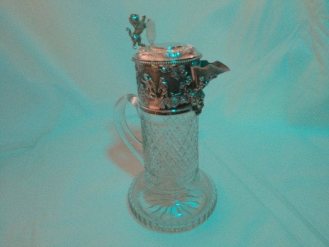 Zilveren Kristallen Wijn Schenk karaf uit ca.1960, Antiek en Kunst, Antiek | Goud en Zilver, Zilver, Verzenden