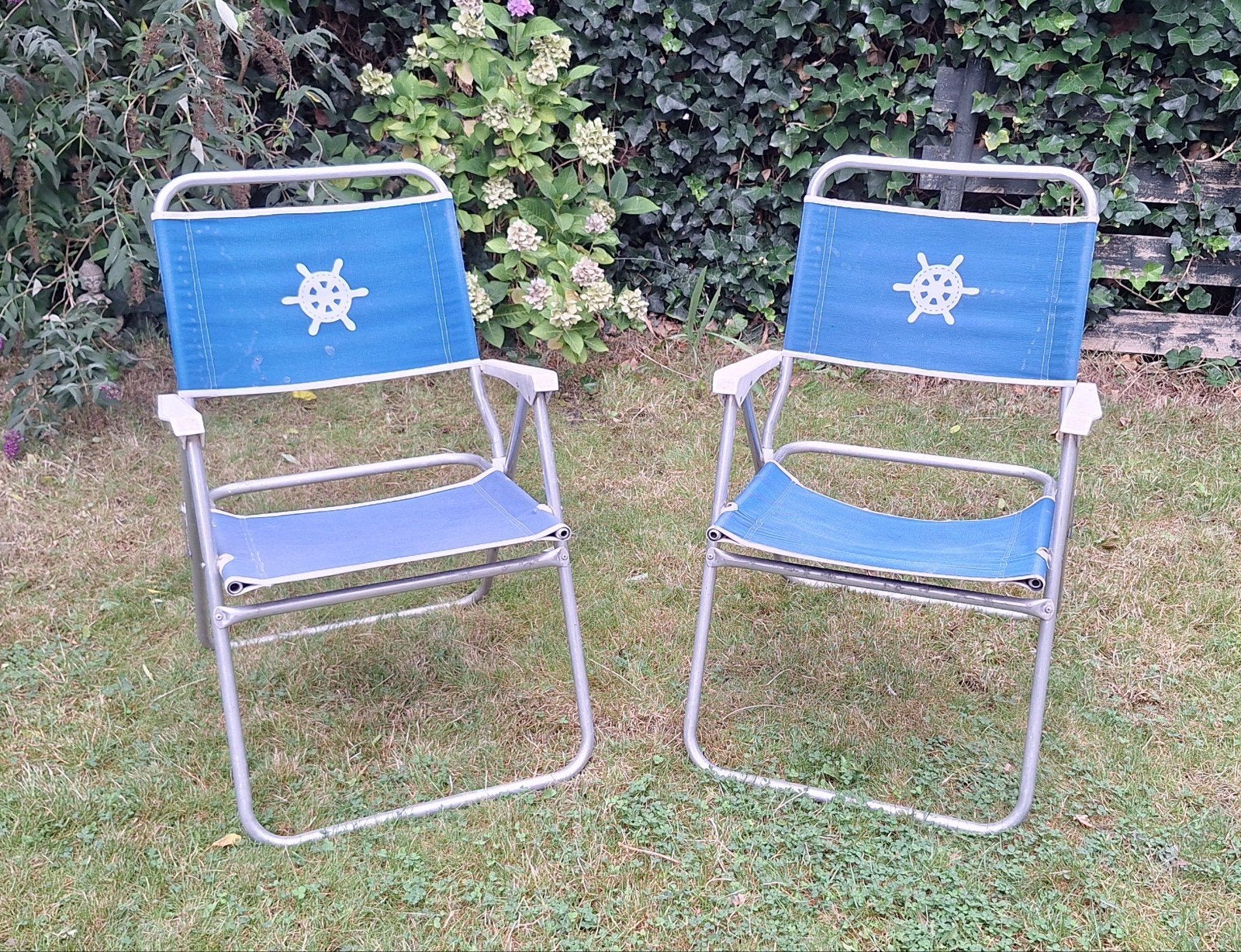 retro marine aluminium kampeer stoelen, opklapbaar, Ophalen, Campingstoel