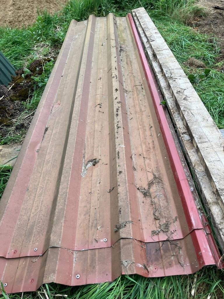 5 x Dakplaat 4m lang, 93cm werkbreedte, incl. 3 gordingen, Doe-het-zelf en Verbouw, Dakpannen en Dakbedekking, Gebruikt, Minder dan 5 m²