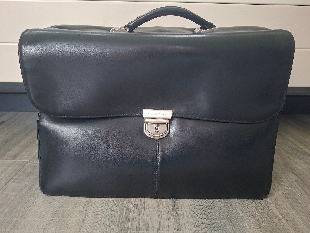 Plevier Business Tas Zwart, Gebruikt, Zwart, Leer, Ophalen