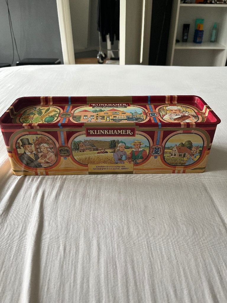 Vintage Klinkhamer Koekblik – Echte Groninger Koek, Ophalen of Verzenden, Zo goed als nieuw, Koek(jes), Overige merken