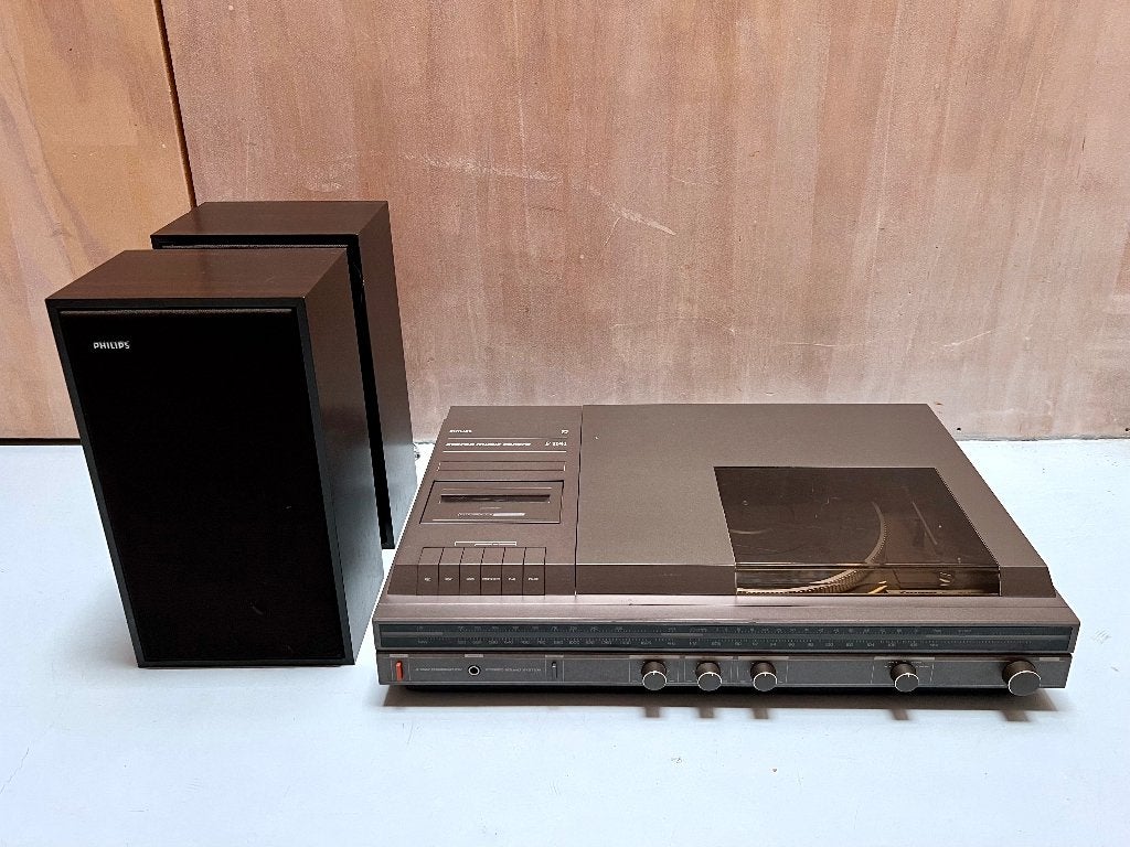 Vintage 80s Philips Stereo Music Centre F1141 + speakers, Ophalen, Gebruikt, Platenspeler, Philips